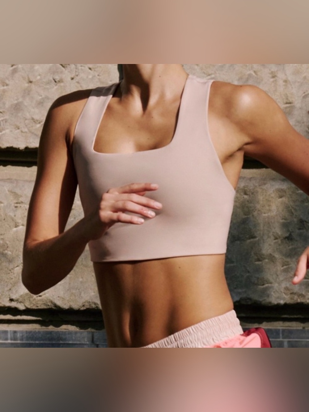 FP Movement Win Win Racerback Ballet Pink Square Neck Athletic Sports Bra Medium